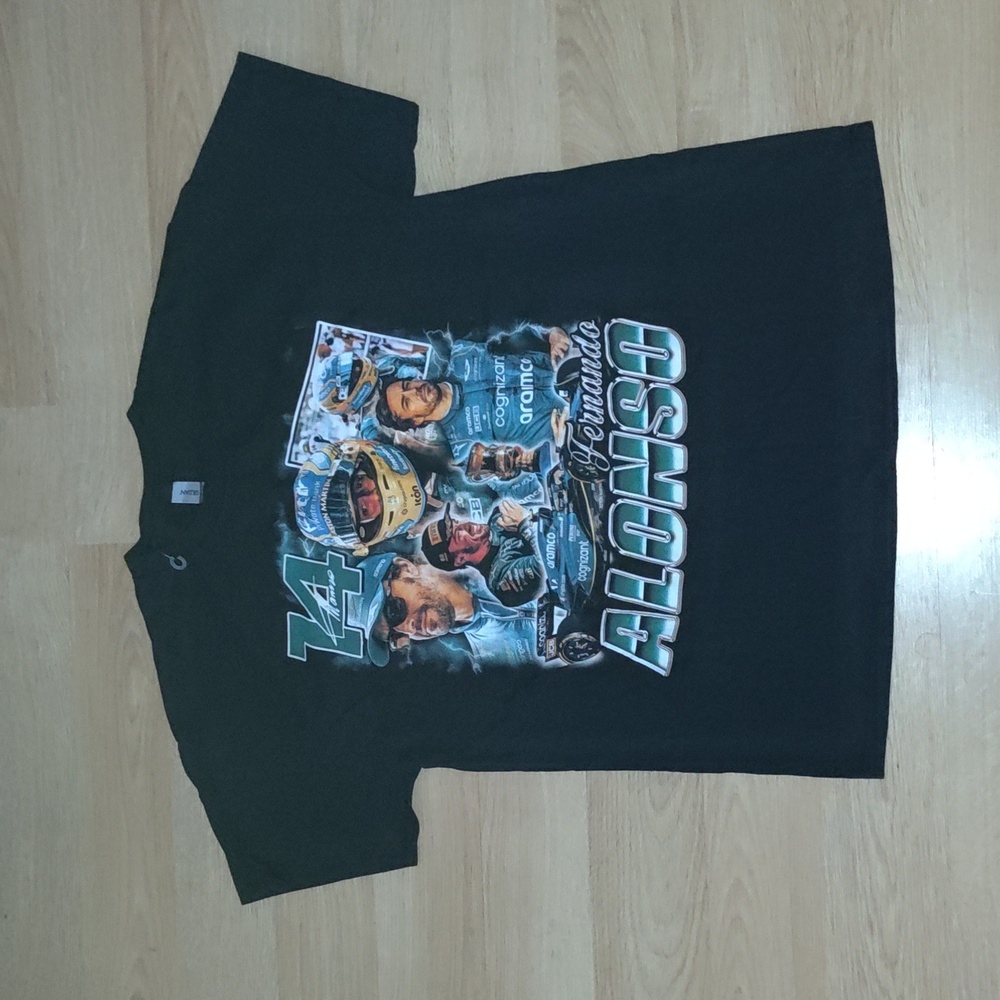 Fernando Alonso Aston Martin Formula One Racing Crewneck Short Sleeve T-shirt L